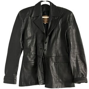 Mordo Womens SZ 7 Genuine Leather Blazer Jacket Coat Casual  Black Western Soft
